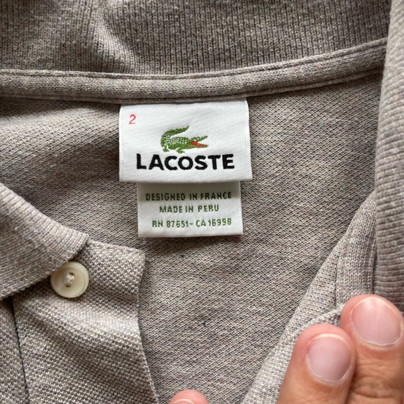 Lacoste light gray short sleeve pique cotton polo shirt,
Size 2 (XS) - Picture 2 of 4